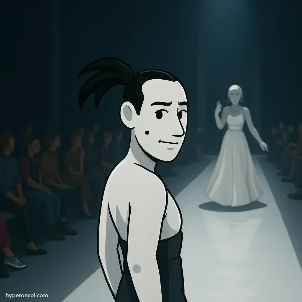 A 3/4 portrait of catwalk model